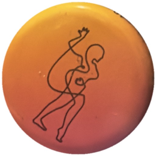 Femme au trait sur dégradé orange-rose