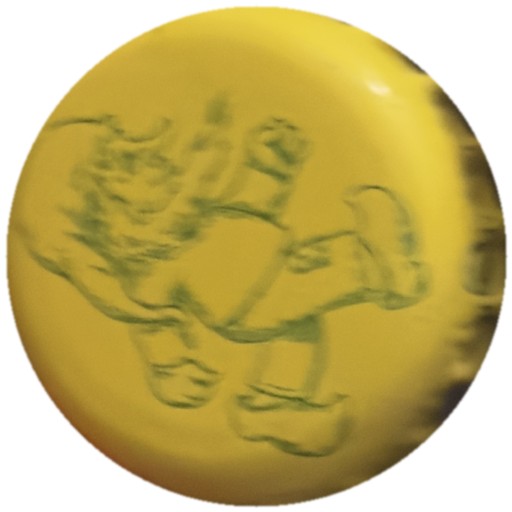 Personnage au trait vert sur jaune