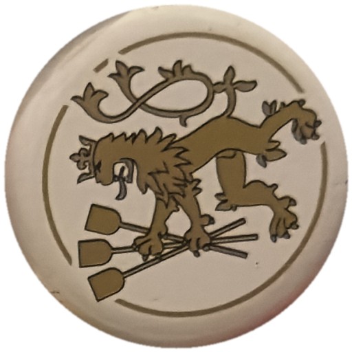 Lion héraldique doré sur blanc