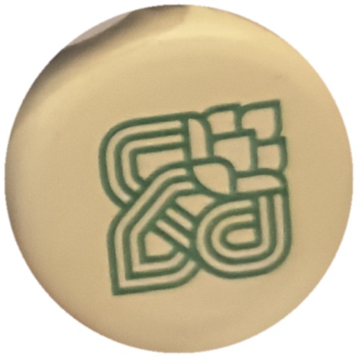 Logo géométrique vert sur crème